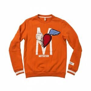 Fifth Loop Men's Size Small Black Orange Motivation Heart Money Sweater